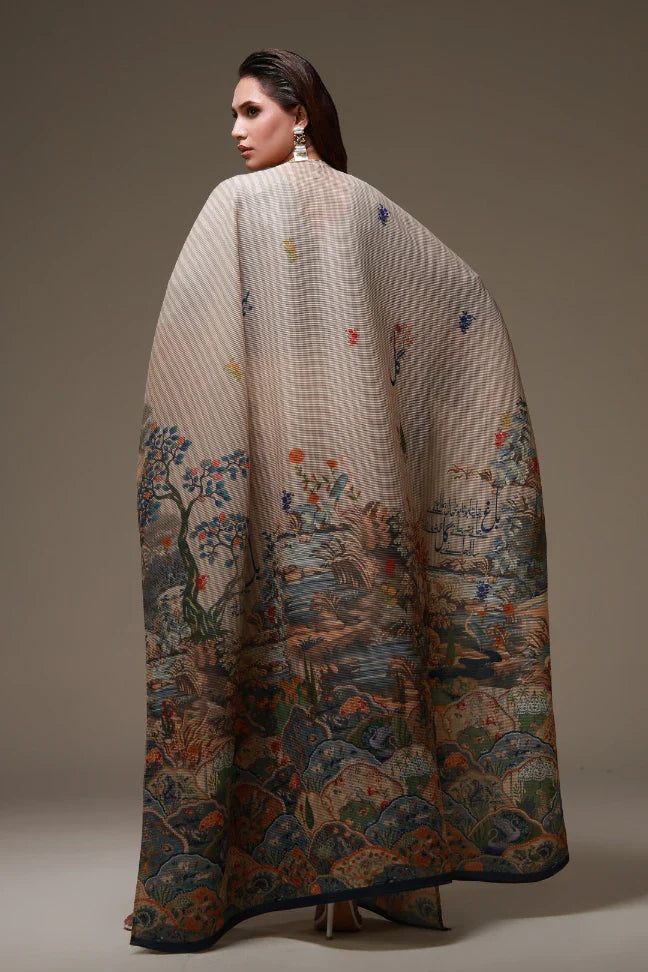 MANTO- Bagh-e-Ulfat Outerwear Cape Beige 