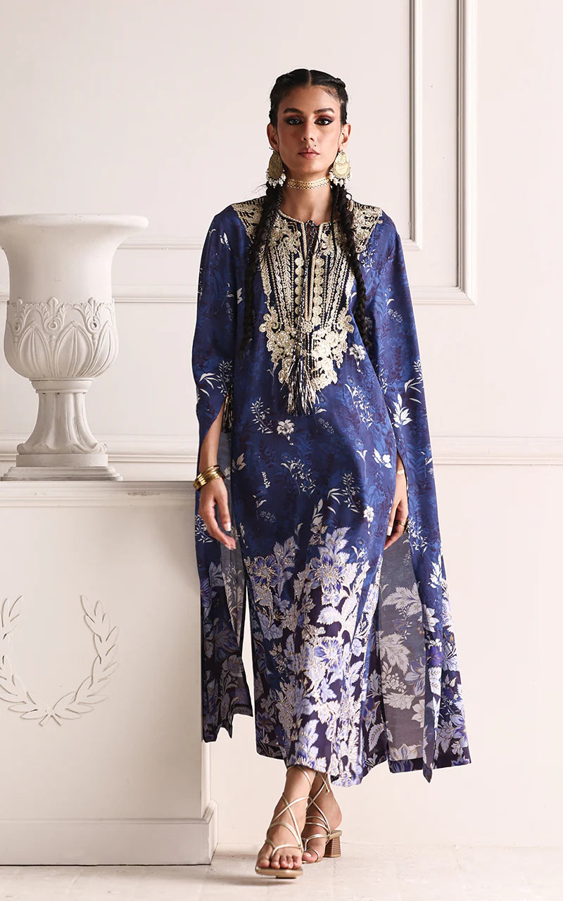 THREADS AND MOTIFS - Blue Printed Kaftan