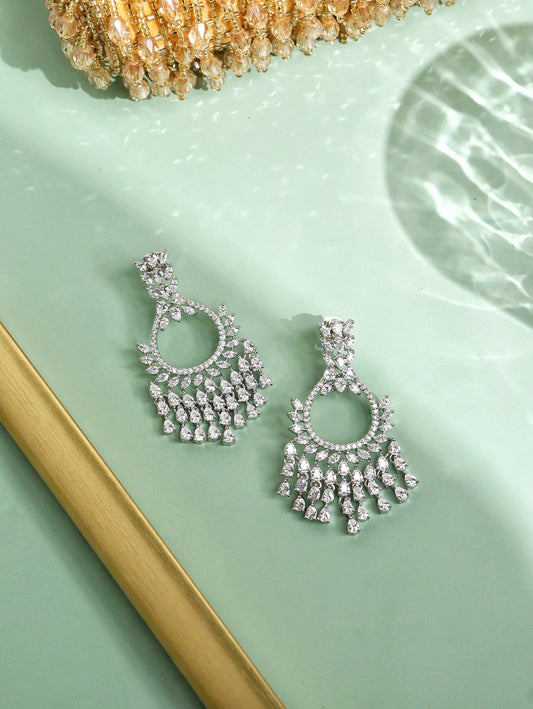 THE BUTTERFLY EFFECT JEWELRY - Round Zircon Diamond Dangler Earrings