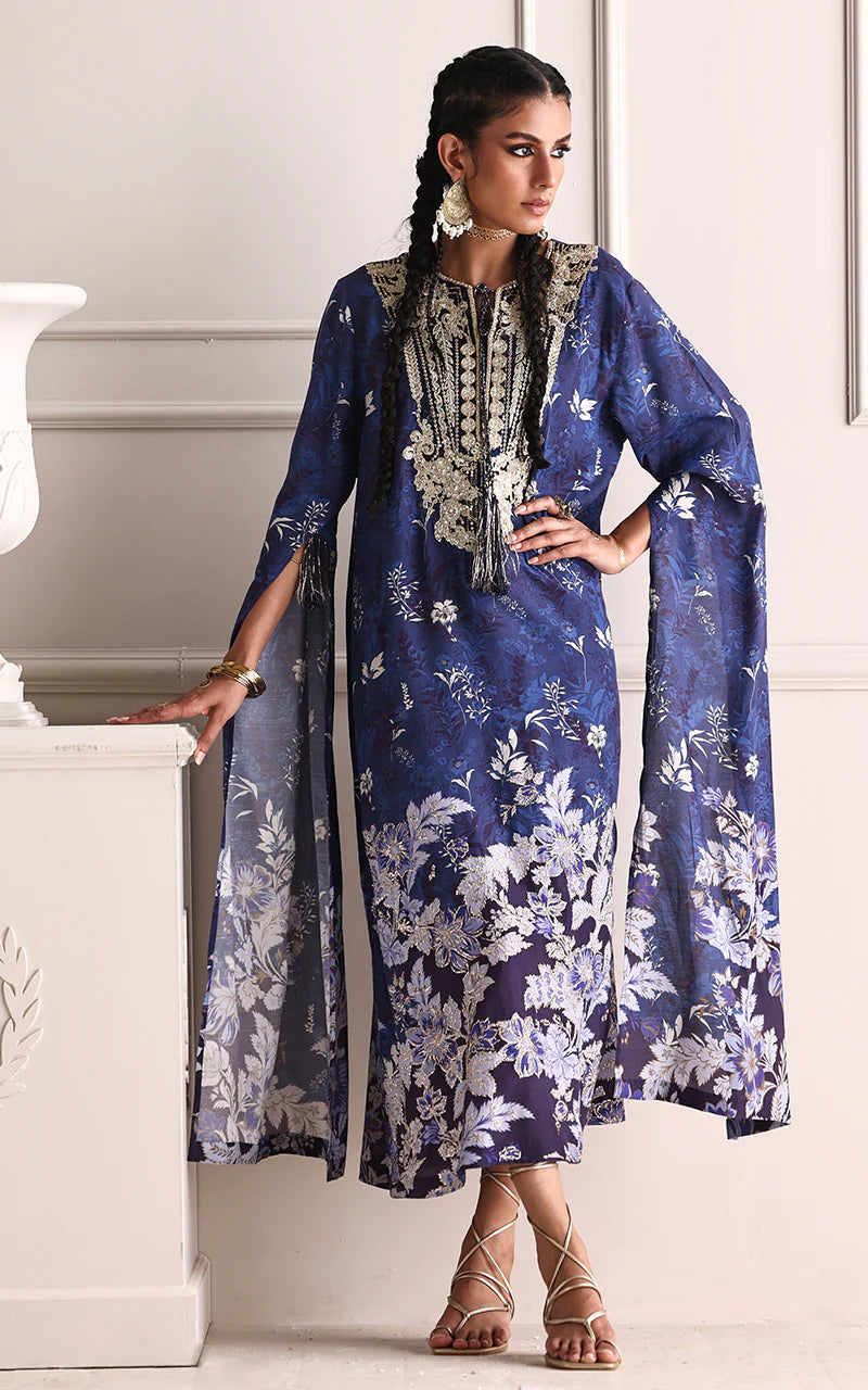 THREADS AND MOTIFS - Blue Printed Kaftan