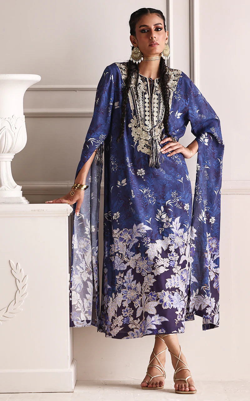 THREADS AND MOTIFS - Blue Printed Kaftan