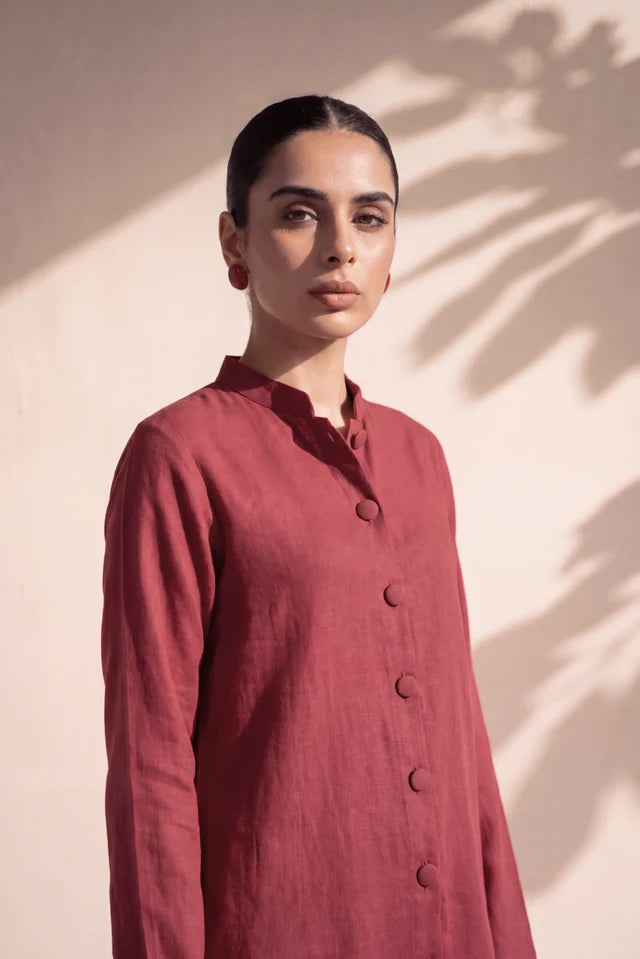 HUMAYUN ALAMGIR WOMENSWEAR-Dark red balloon coord