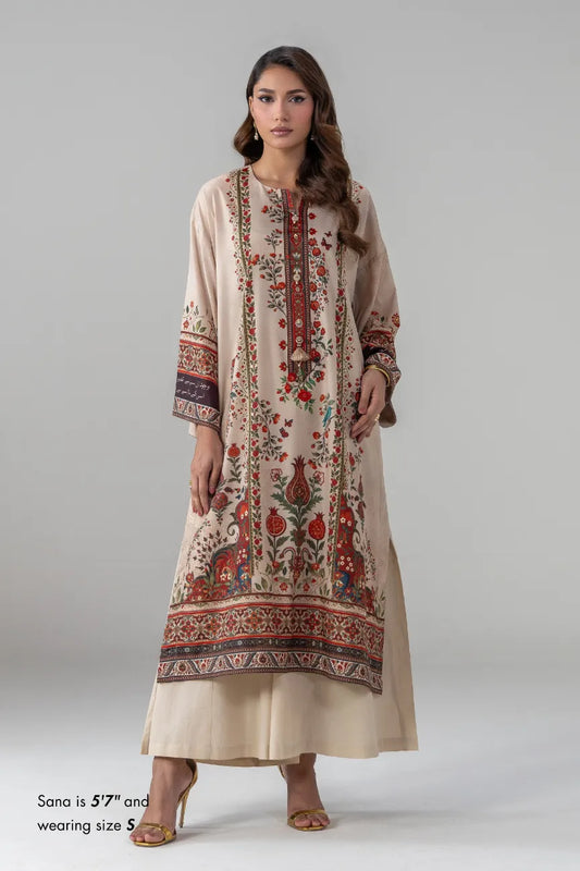MANTO-Pariwash kurta Printed Beige 