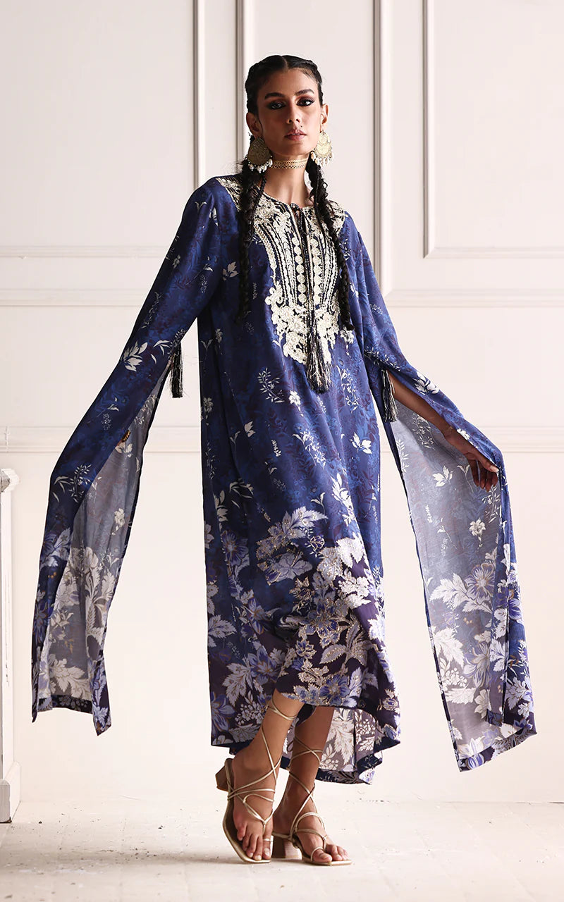 THREADS AND MOTIFS - Blue Printed Kaftan