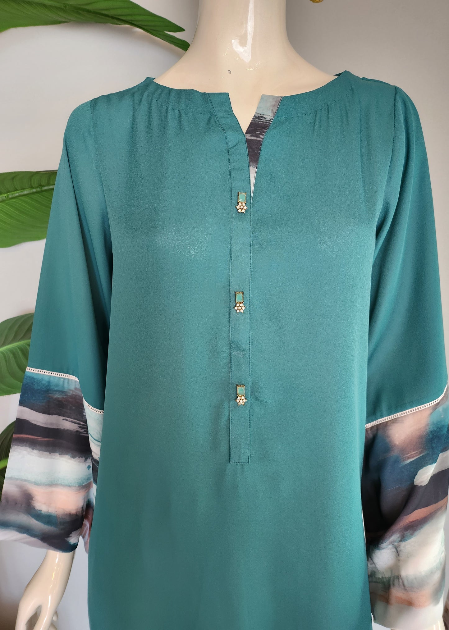 KAAM - Green and Abstract Georgette Kurtas