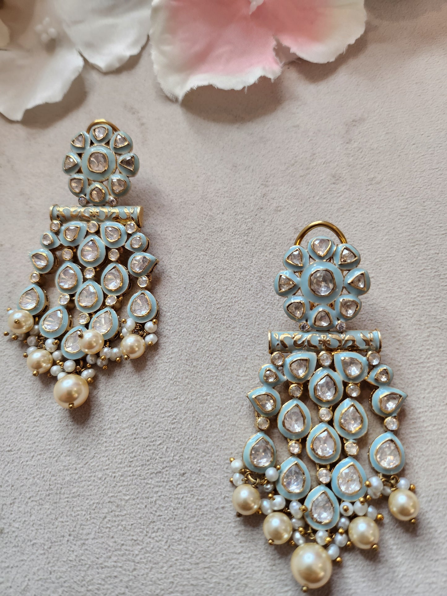 VINANTI MANJI JEWELRY - Featuring a pair of gold finish meenakari dangler earrings