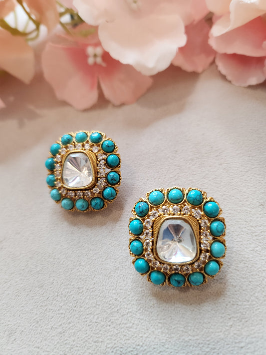THE BUTTERFLY EFFECT JEWELRY - Turquoise & Kundan Stud