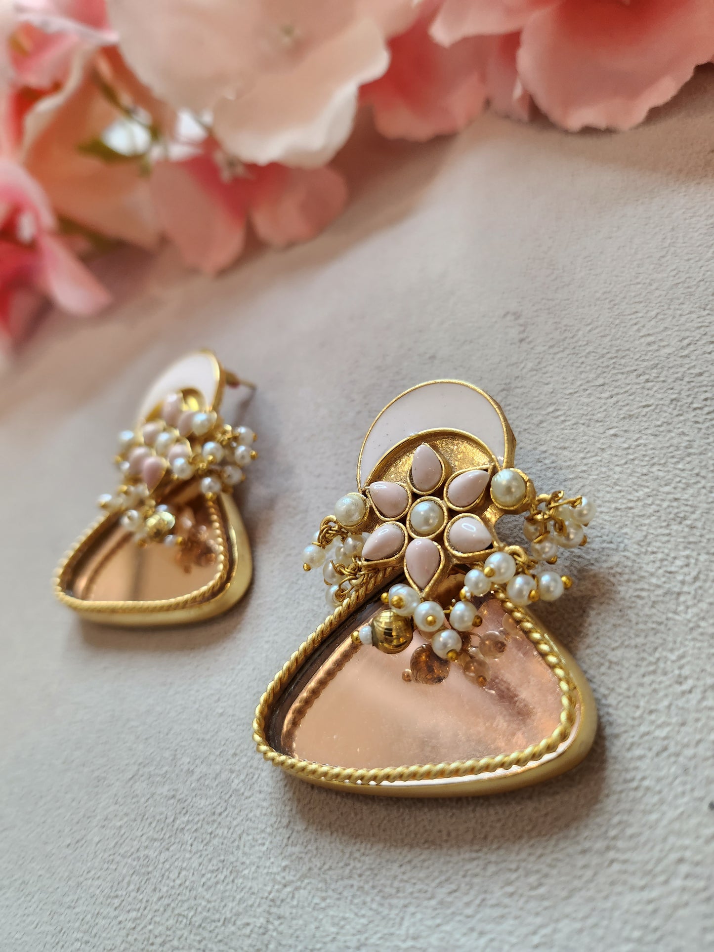 THE BUTTERFLY EFFECT JEWELRY - Rose gold mirror and enamel earrings