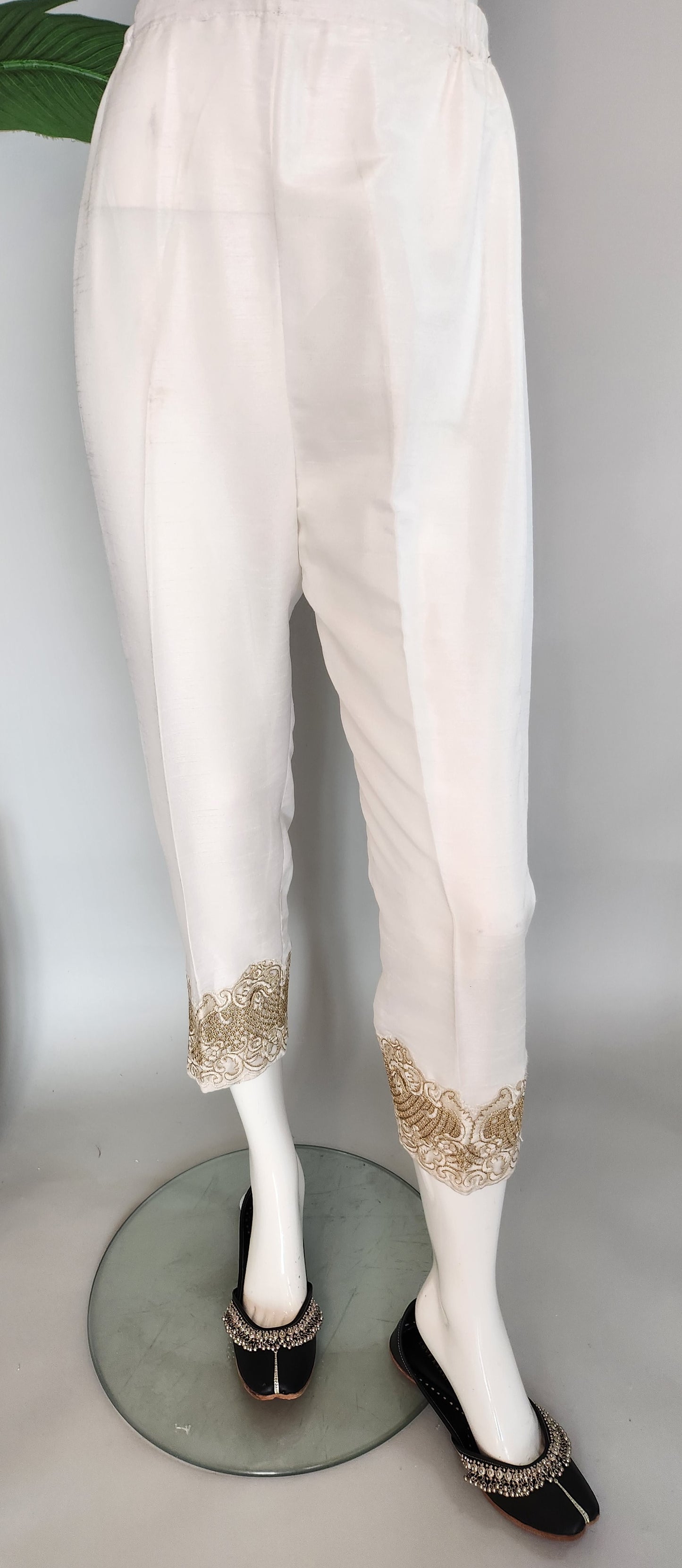 AJRAK - White with gold Embroidery Pants