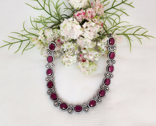 VIVINIA JEWELRY - White Finish Ruby and Zircons Choker