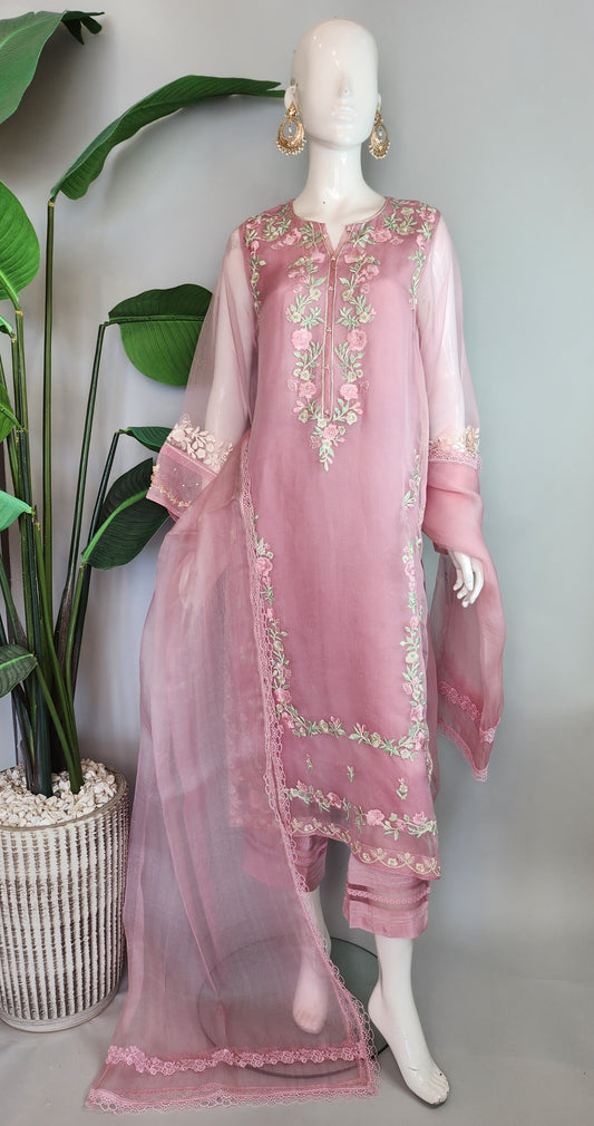 AGHA NOOR - Pink Embroidered Suit