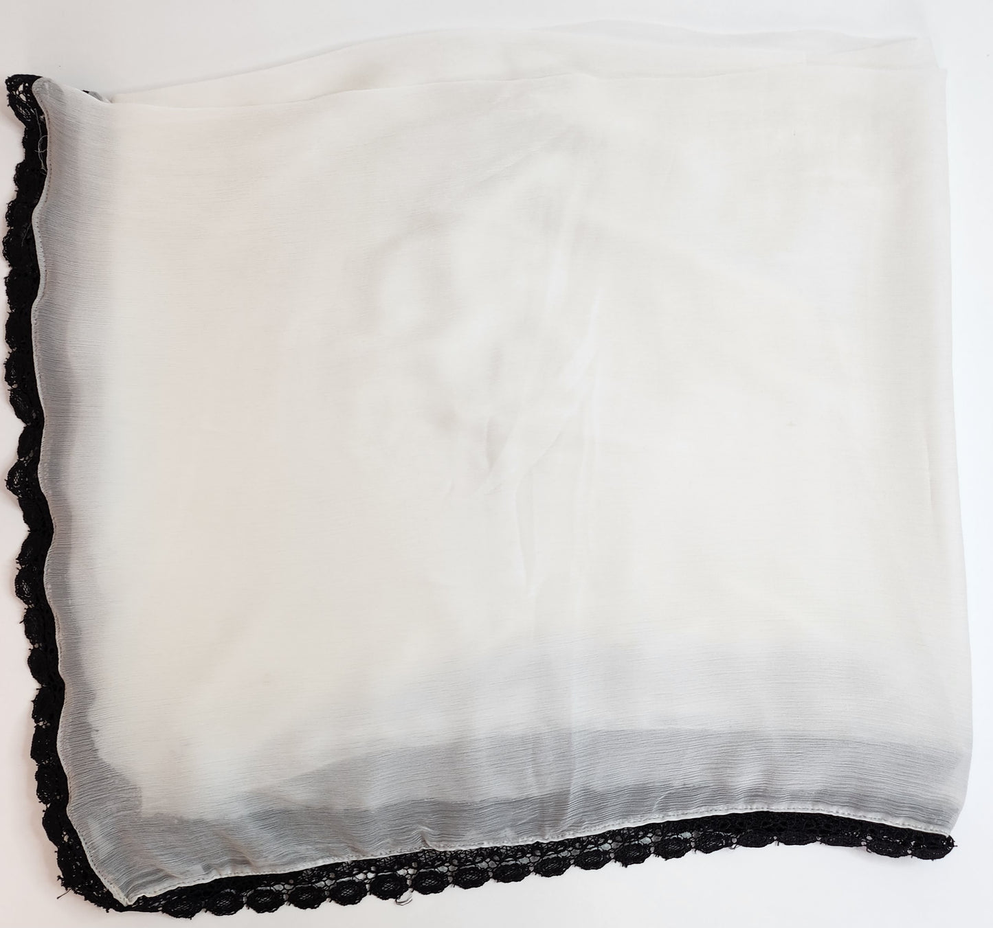 SABEEN MANEKIA - White  Chiffon Black Lace Dupatta