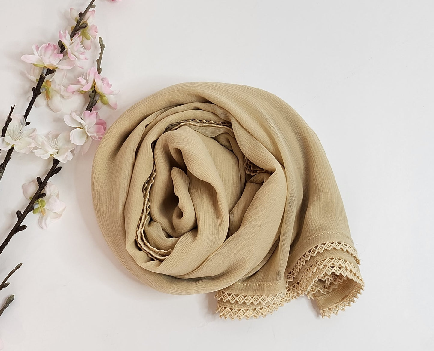 SABEEN MANEKIA - Beige Chiffon Dupatta