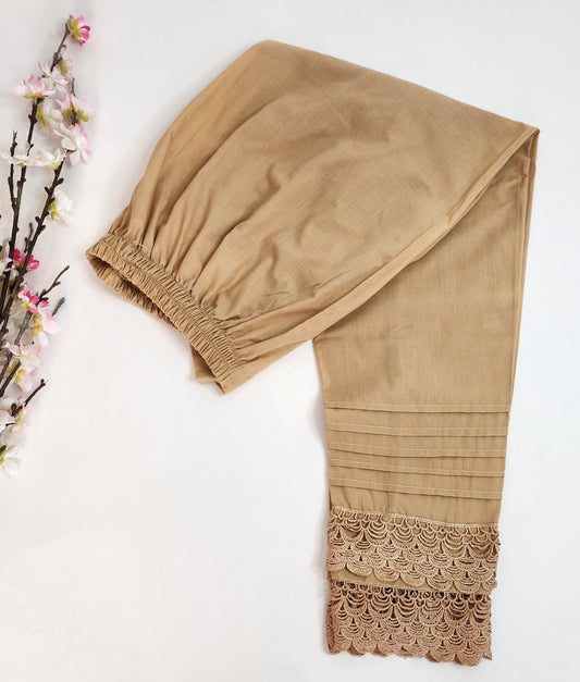 SABEEN MANEKIA - Beige Cotton with Lace Pant