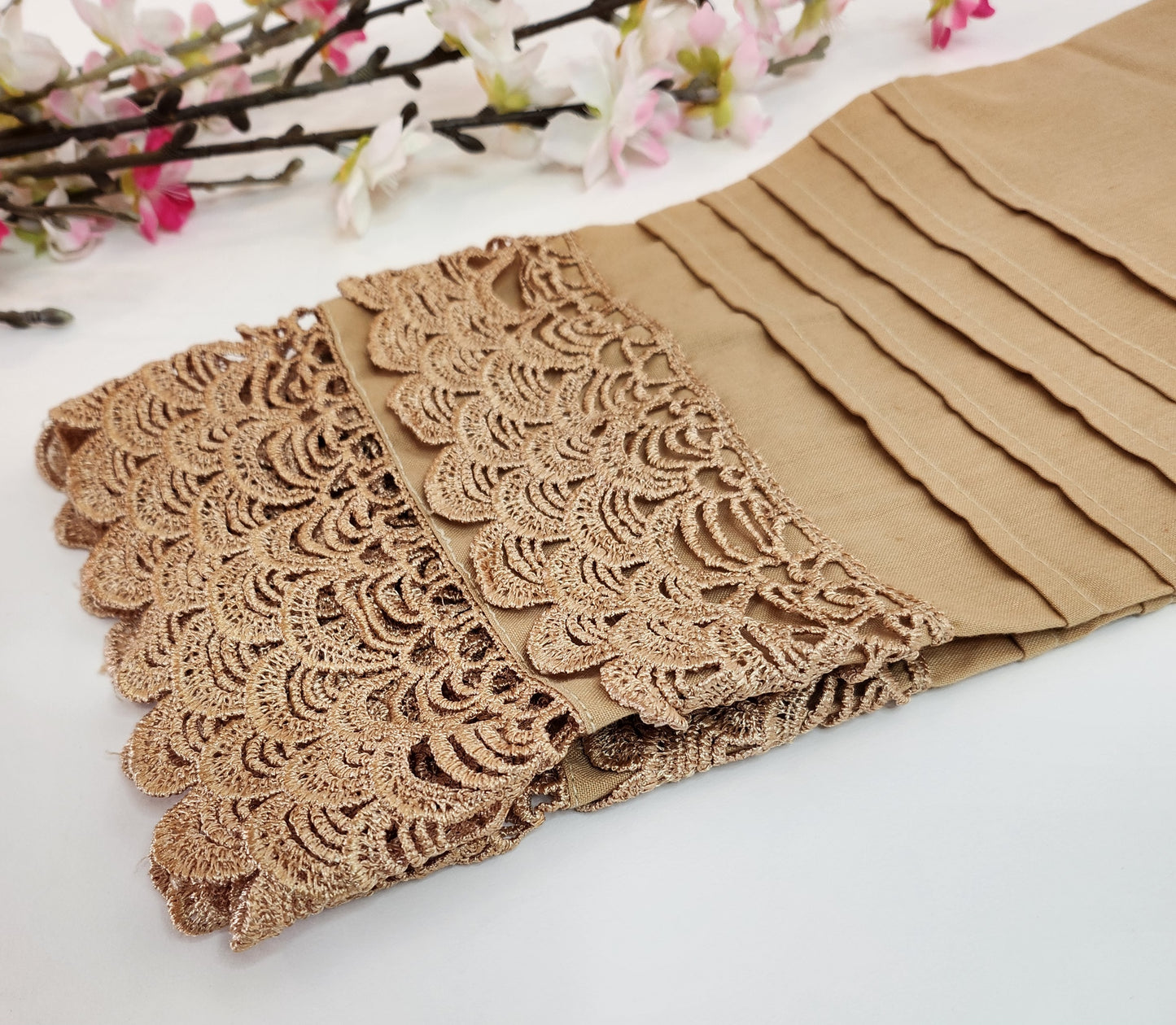 SABEEN MANEKIA - Beige Cotton with Lace Pant