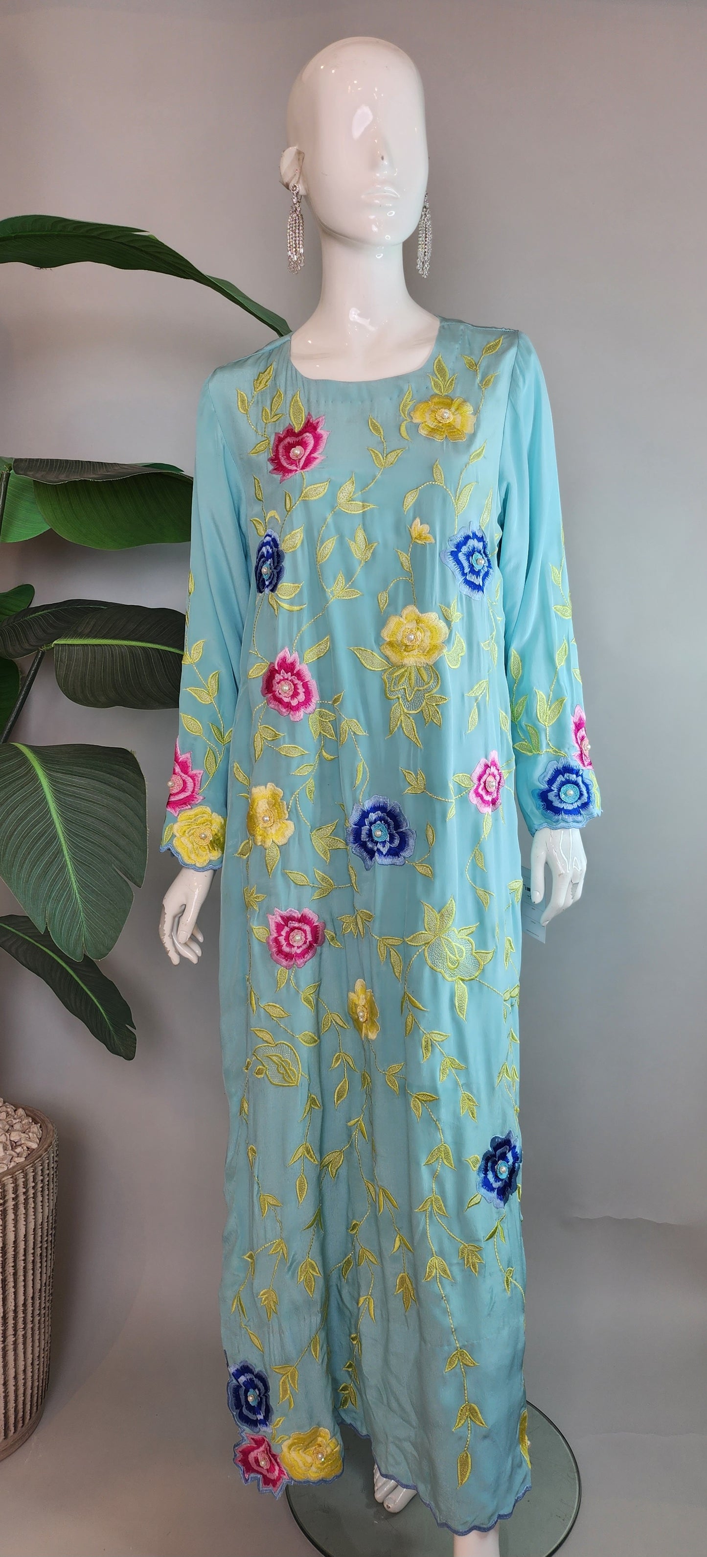SAMMY K - Sky Blue Long with embroidery