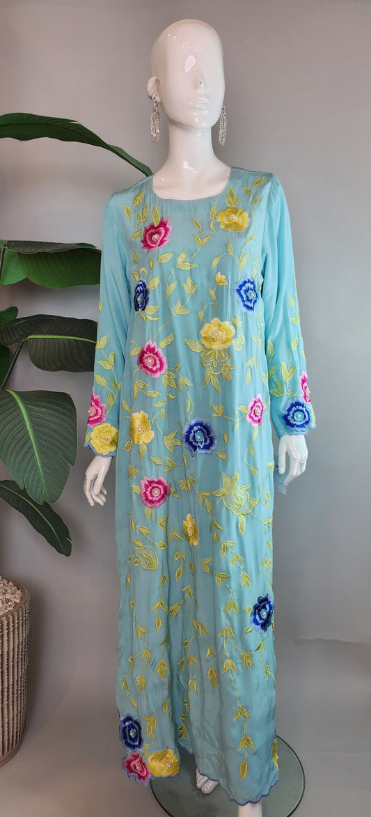 SAMMY K - Sky Blue Long with embroidery