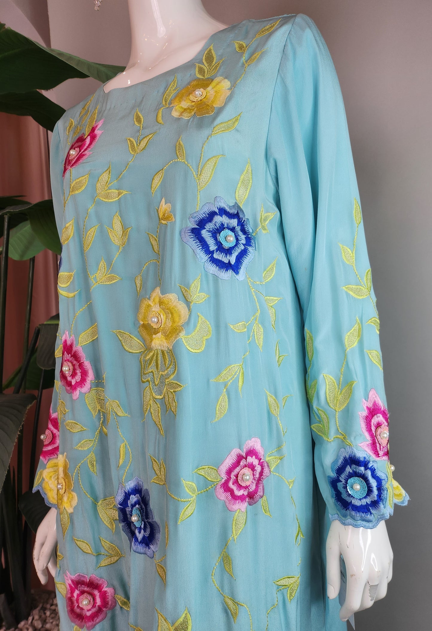 SAMMY K - Sky Blue Long with embroidery