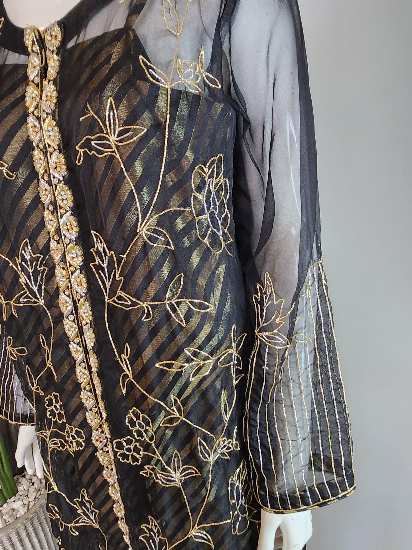 HOUSE OF REINA - Black and Gold Organza Jacket