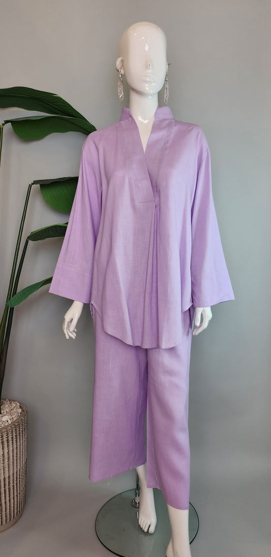 SOBIA GULZAD - Lilac Linen Set Buttonless