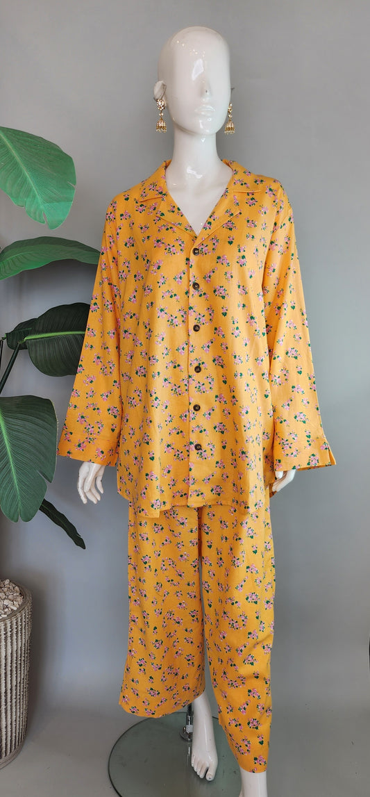 SOBIA GULZAD - Yellow Floral Print Coord Set