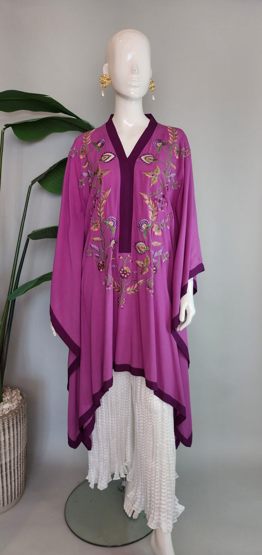 MARIA RAO - Embroidered Purple Poncho