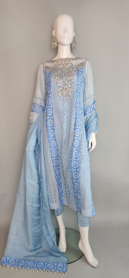 Mehak Yaqoob Couture - Ice Blue Lace