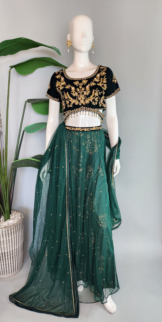 MAHOGANY - Bottle Green Lehengga