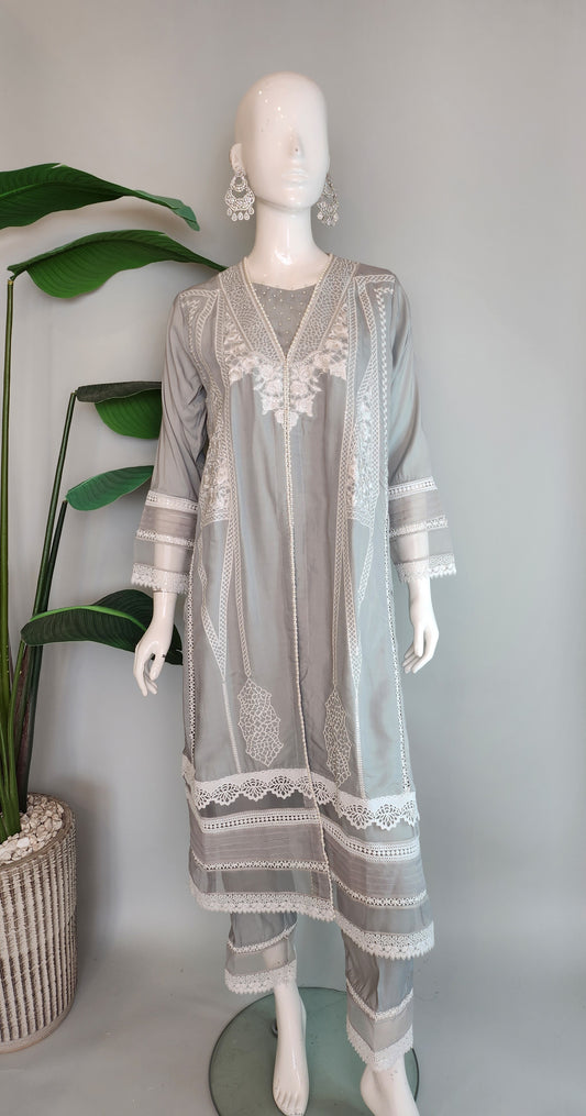 THREADS AND MOTIFS - Grey Emb Jacket