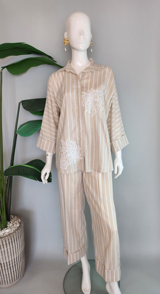 AMNA IQBAL - Beige Stripe