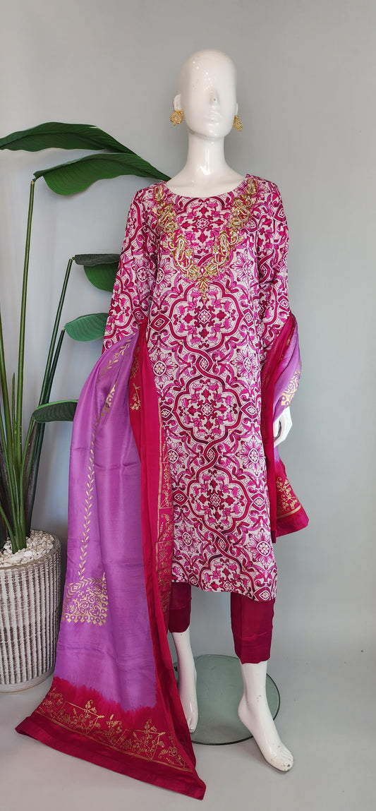 MAHOGANY - Pink Printed with Block Print
