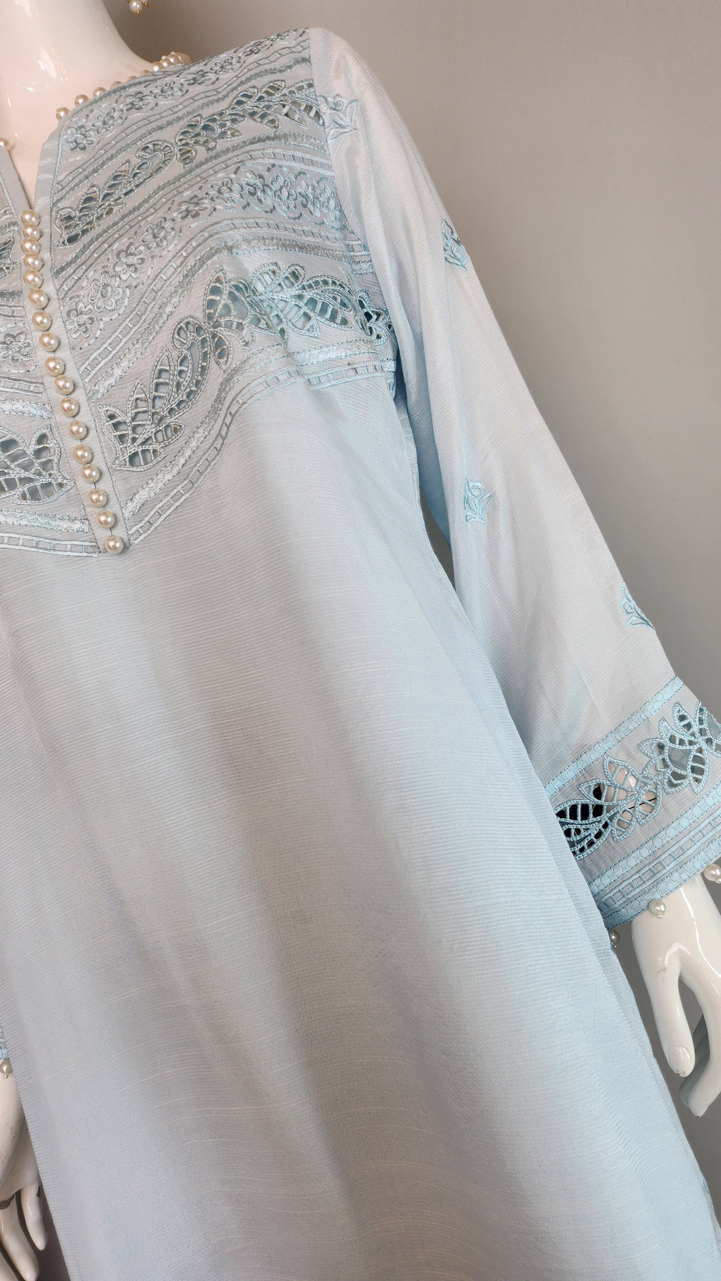 MARIA RAO - Sky Blue Suit Cutwork