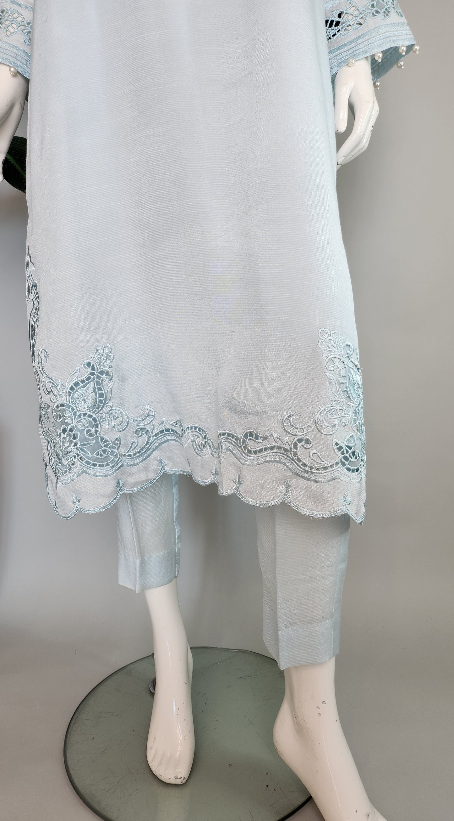 MARIA RAO - Sky Blue Suit Cutwork