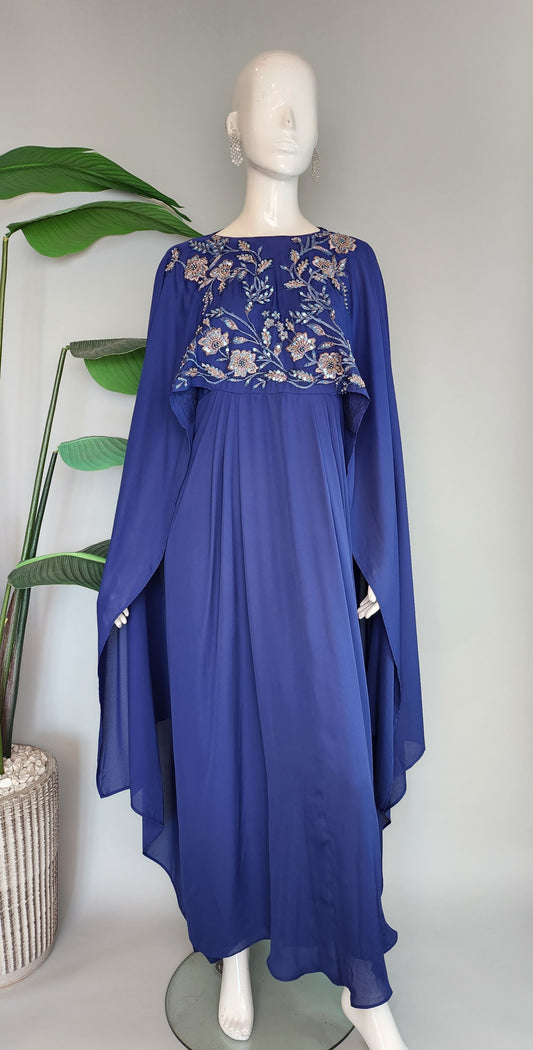 MARIA RAO - Blue Kaftan Cutdana