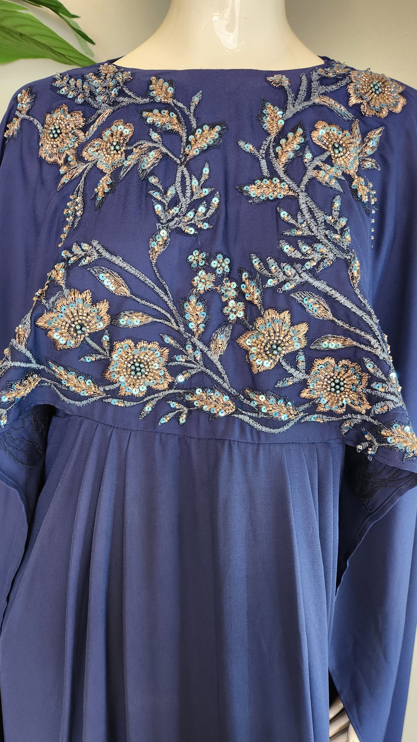 MARIA RAO - Blue Kaftan Cutdana