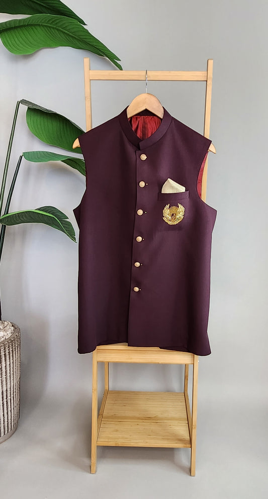 KUNZUL CHANNAR & MENSWEAR - Maroon Waist Coats