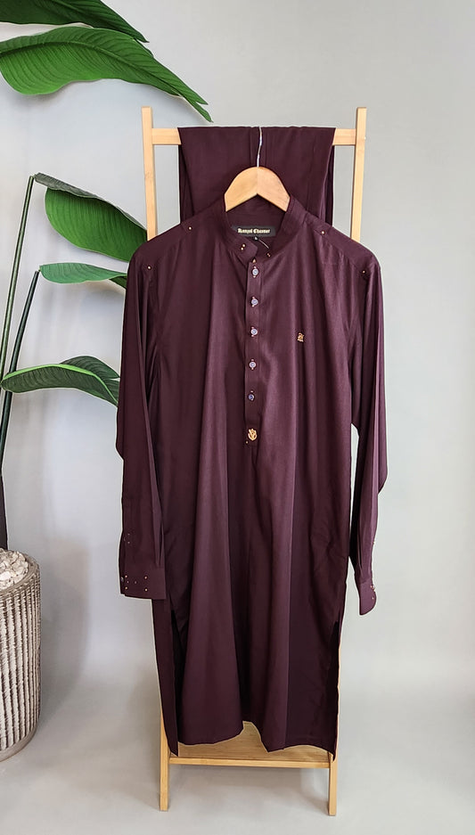 KUNZUL CHANNAR & MENSWEAR - Maroon Plain