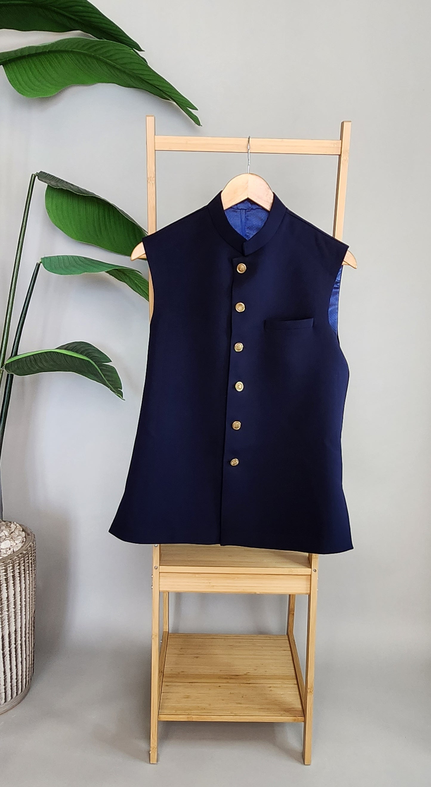 HUMAYUN ALAMGIR (MENSWEAR) - Navy Blue WAISTCOAT