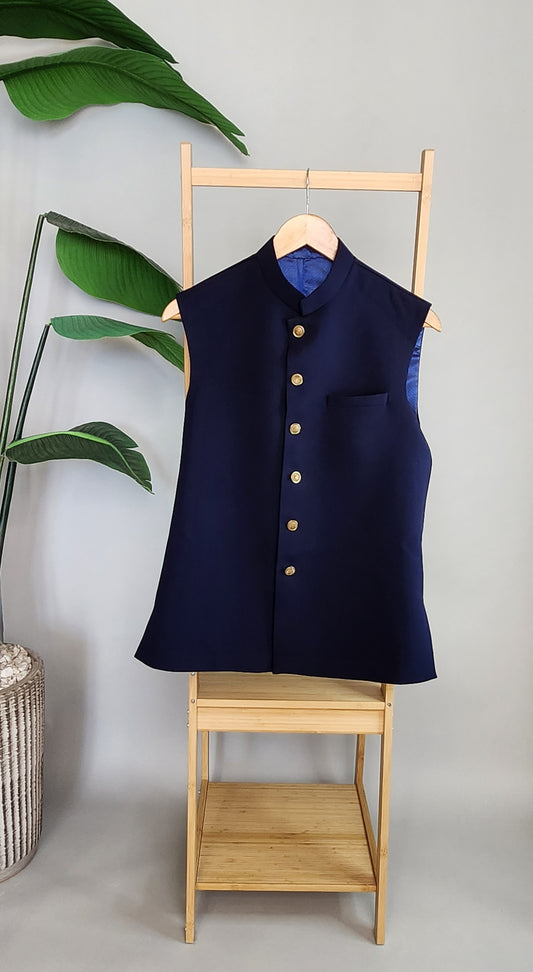 HUMAYUN ALAMGIR (MENSWEAR) - Navy Blue WAISTCOAT