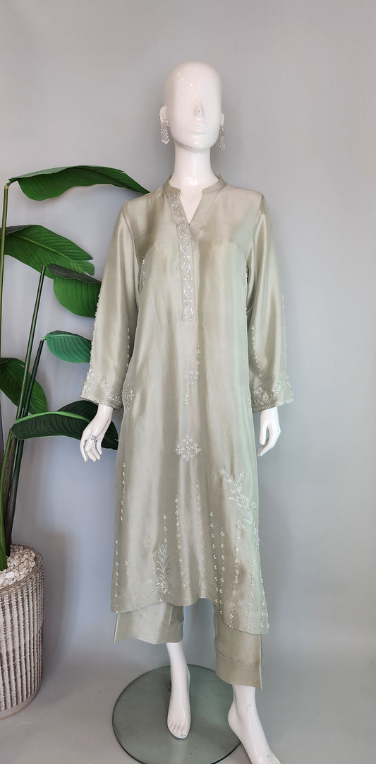 SEEMA IFTIKHAR - Ice Blue  with Pearl beaded