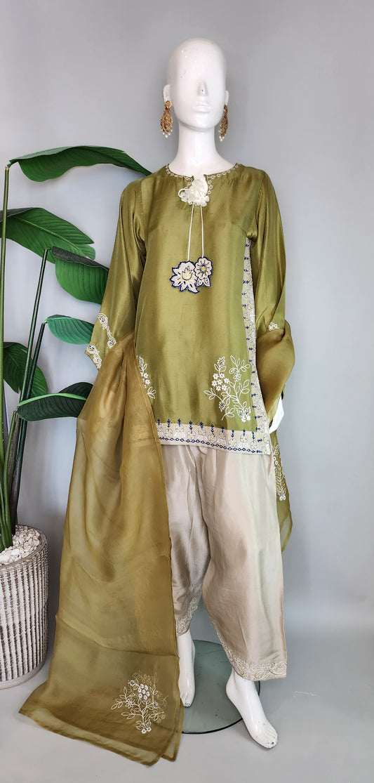 FARAH ZUBAIR - Olive Green Shirt