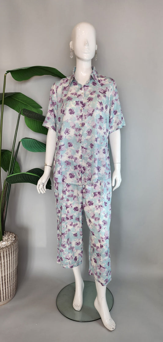 SOBIA GULZAD - Purple Blue Floral Set
