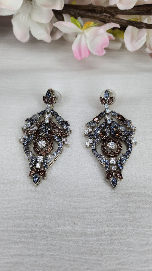 ZAHEEN KAMRAN- Zircone Brown Earrings