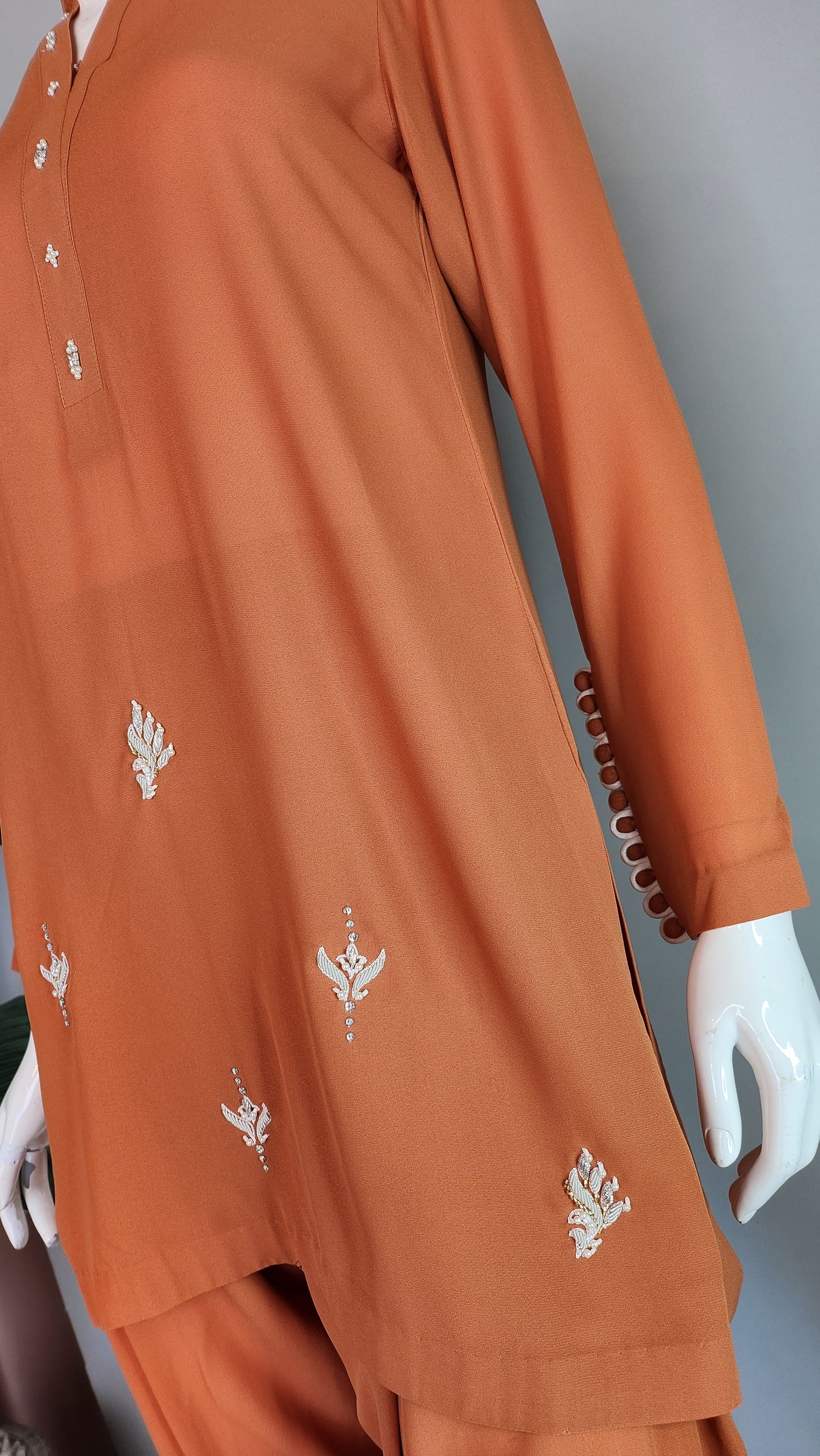 MAHOGANY - Glossy Orange Georgette coord set