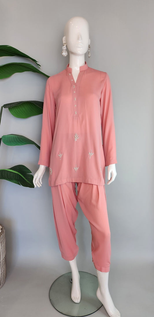 MAHOGANY - Coral Pink with Silver Work