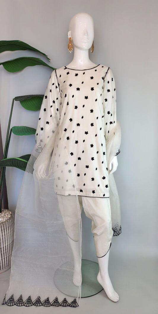 MAHOGANY - Off White with Tulip Shalwar