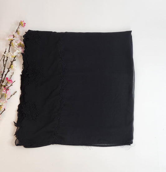 SABEEN MANEKIA - Black- Chiffon Cutwork Dupatta