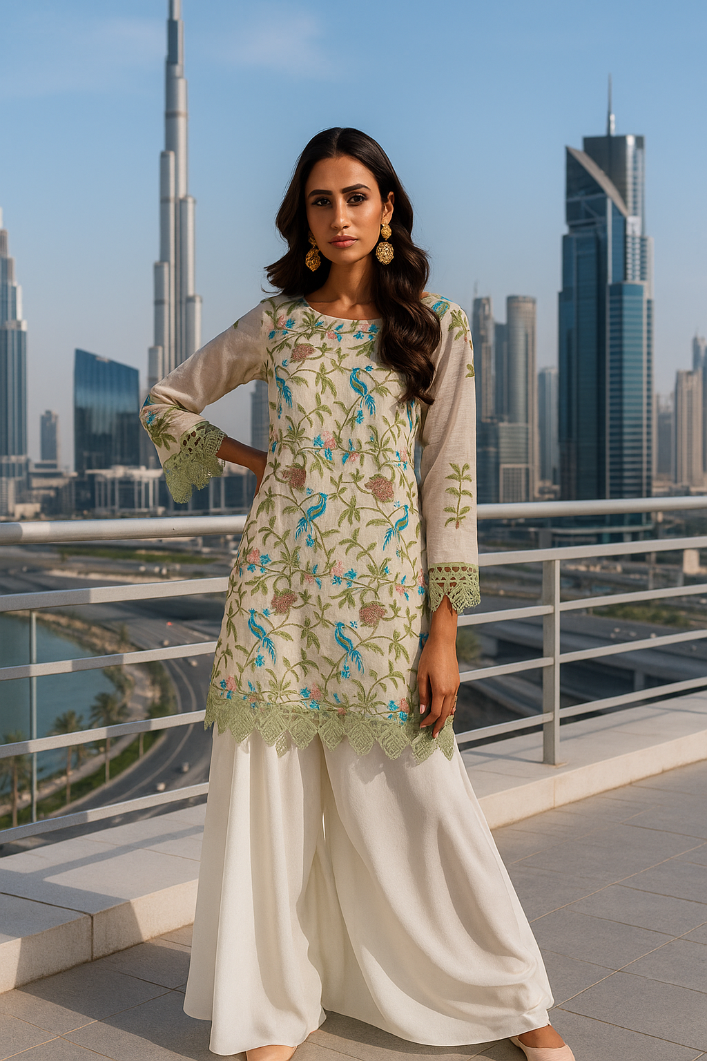 ASHJAIN SAFWAN - White Flamingo Organza