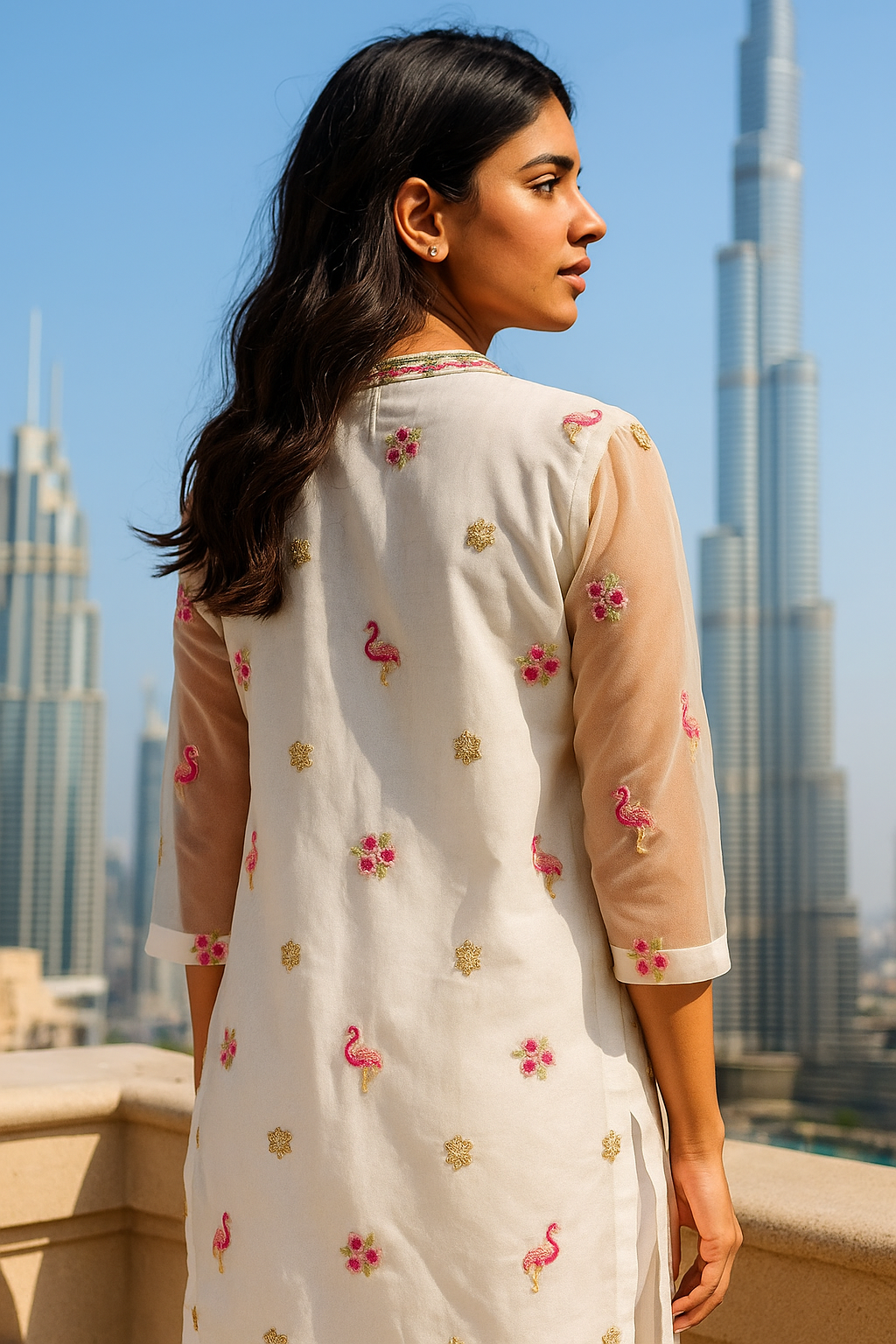 ASHJAIN SAFWAN - White Flamingo Organza