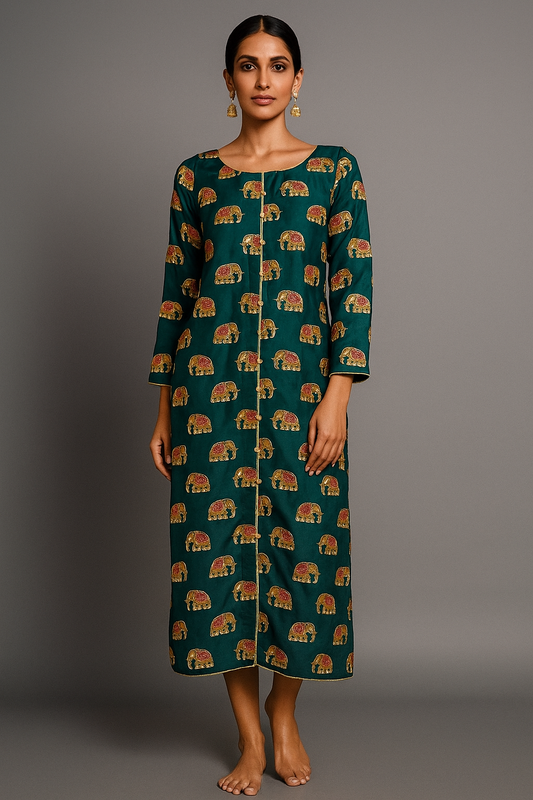 HOUSE OF REINA - Green Elephant Print Top